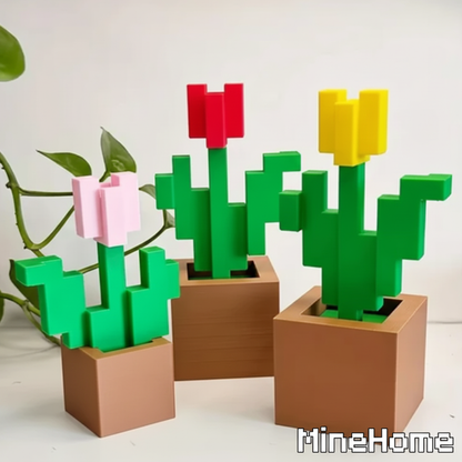 MineHome Pixelowe Kwiaty - Biały napis